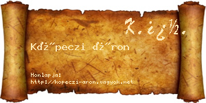 Köpeczi Áron névjegykártya