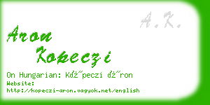 aron kopeczi business card